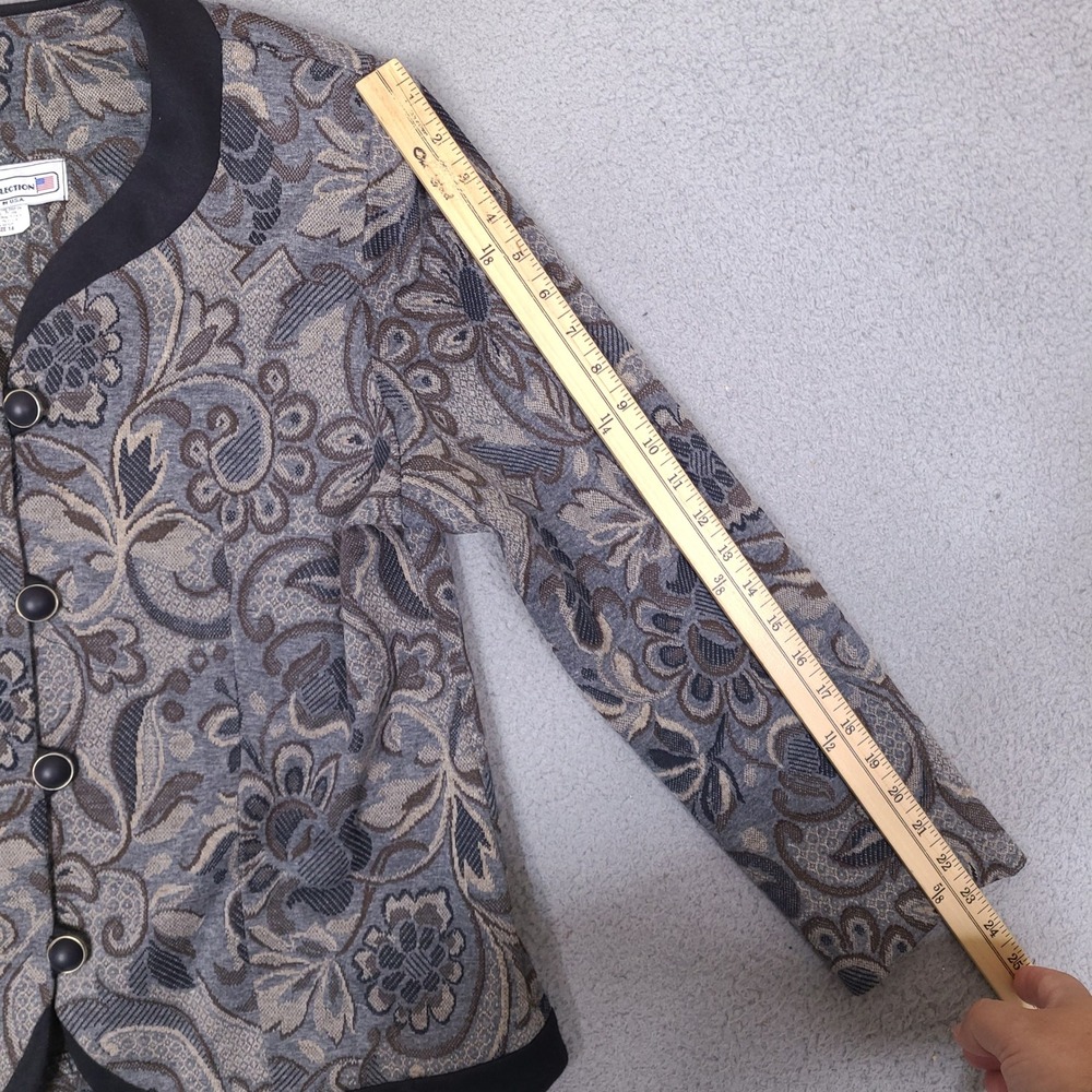 Vintage Pablo Collection Blazer Jacket Womens 14 Floral‎ Jacquard Button Front - Picture 8 of 11